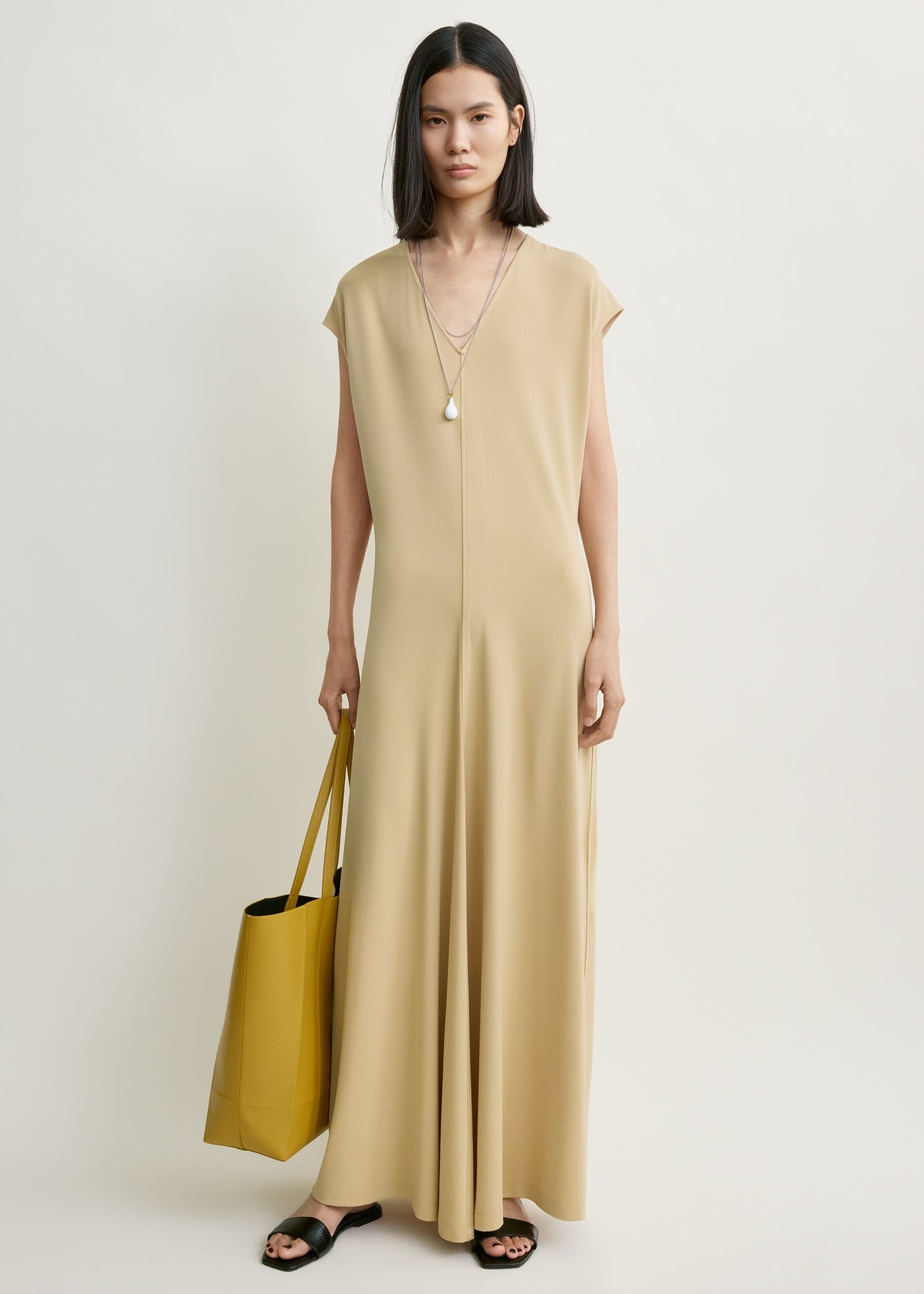V-neck jersey dress chai