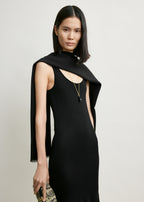 Fluted hem dress black