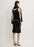 Fluted hem dress black