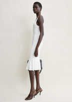 Fluted hem dress optic white petite