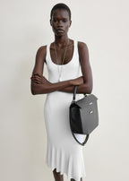 Fluted hem dress optic white