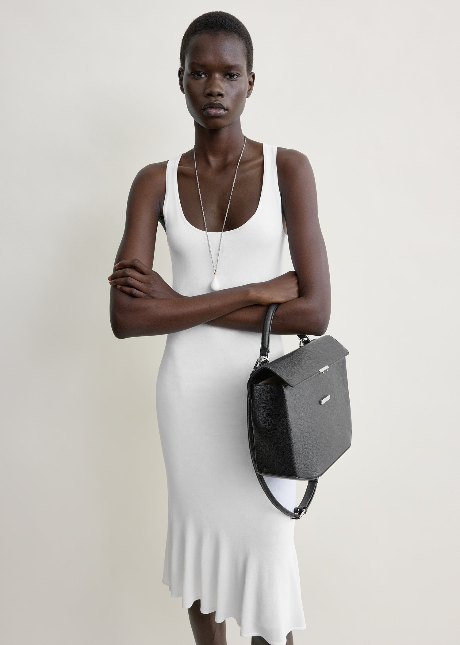 Fluted hem dress optic white petite