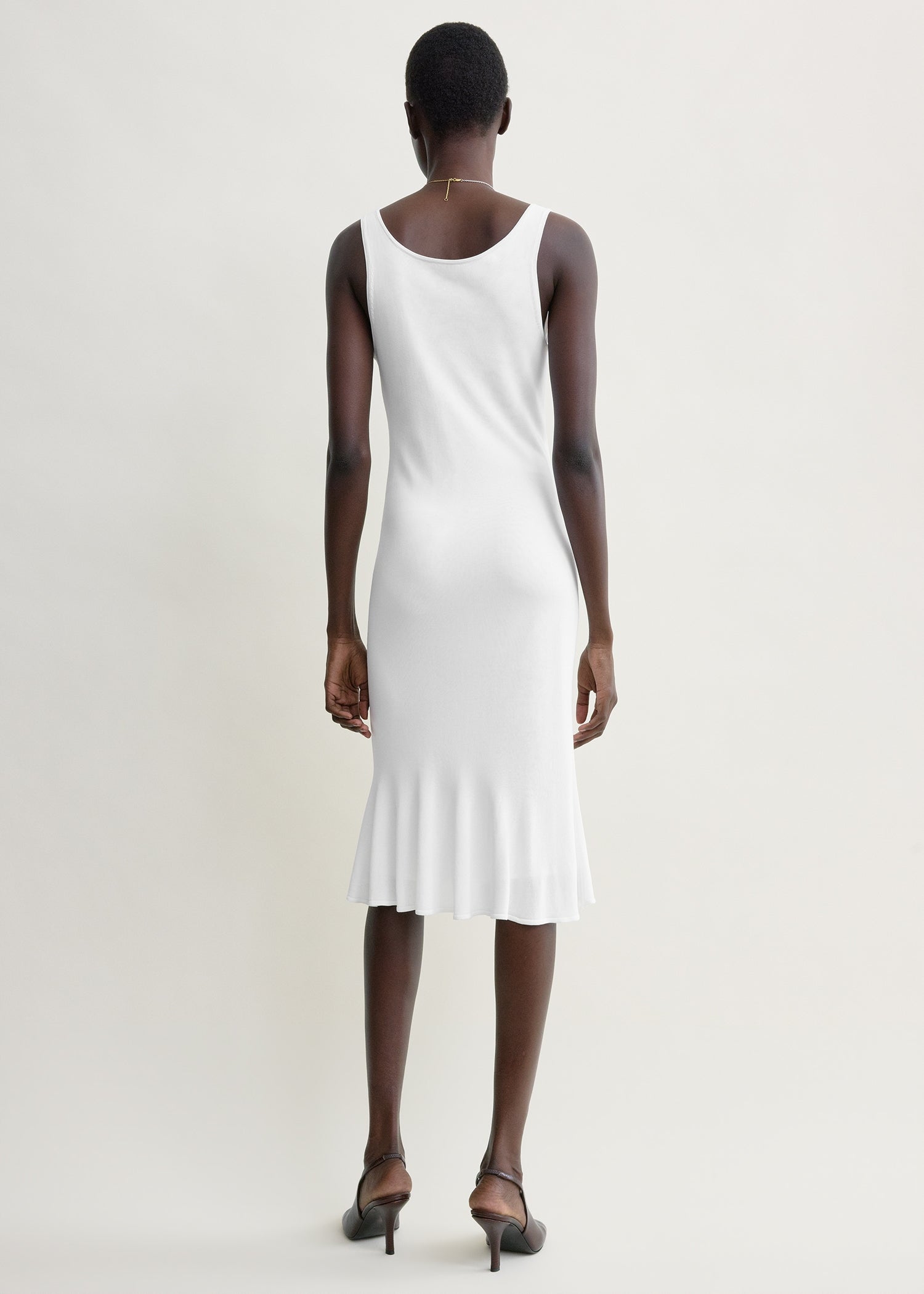 Fluted hem dress optic white