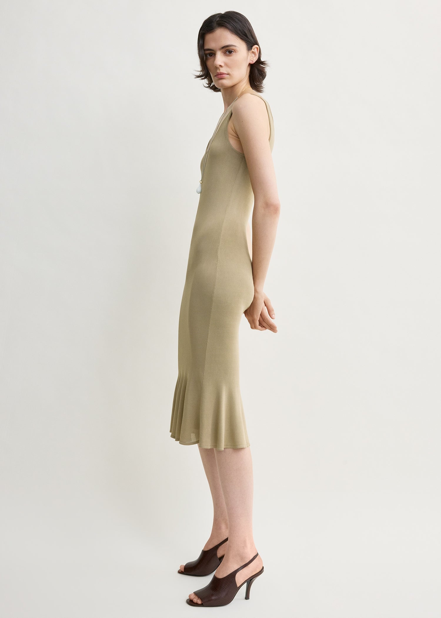 Fluted hem dress desert