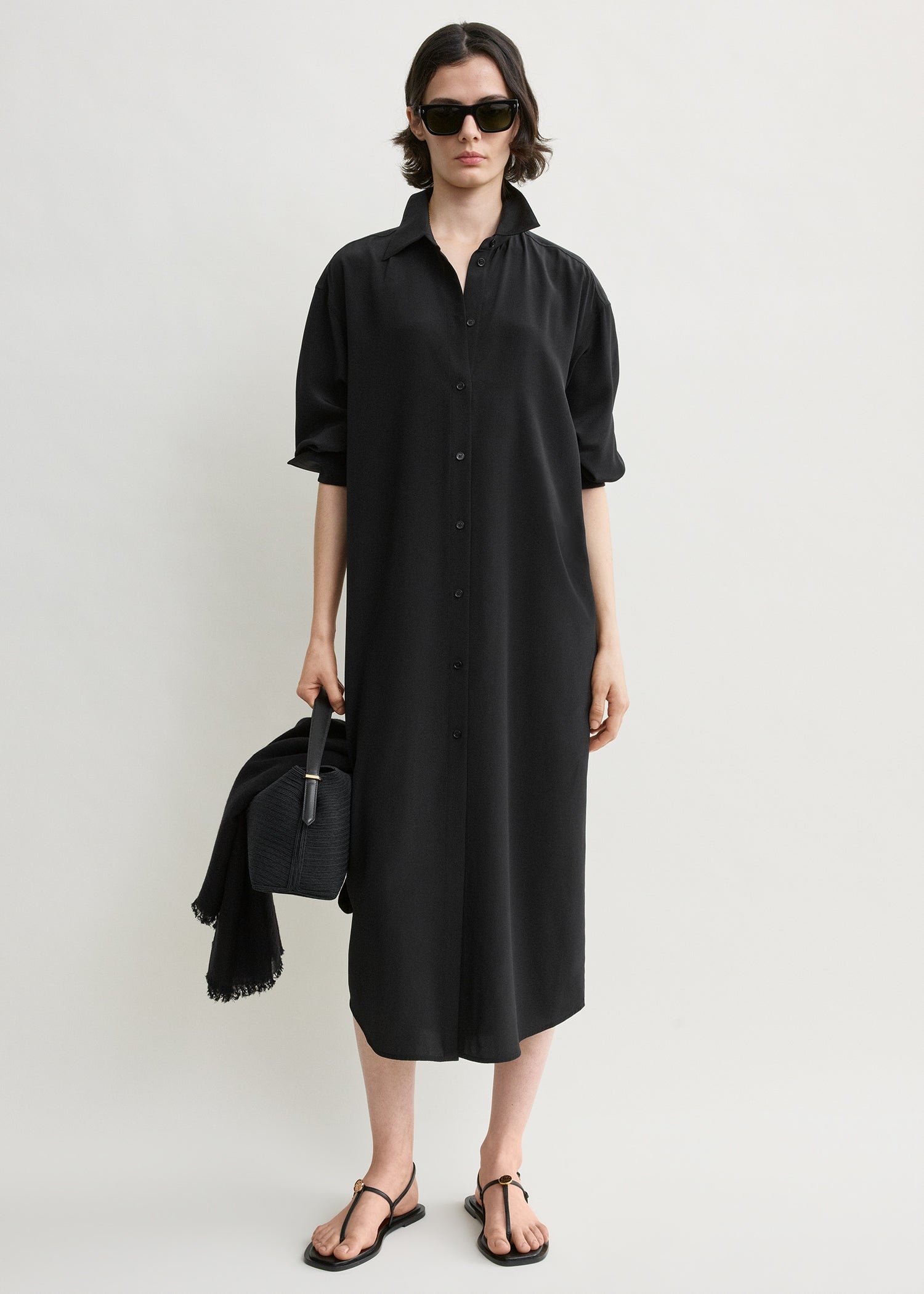 Silk shirtdress black