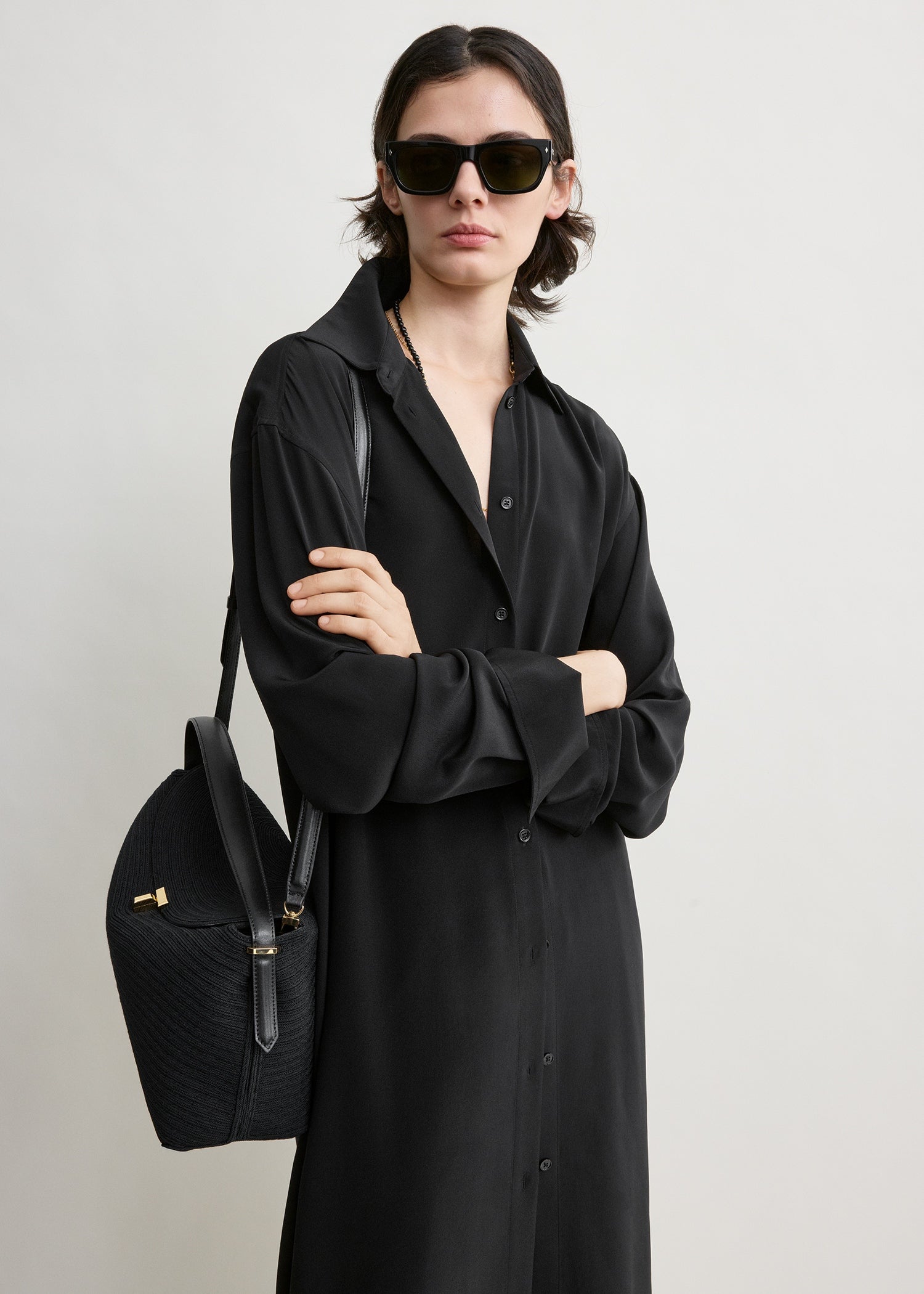 Silk shirtdress black