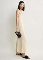 V-neck raw slip dress stone