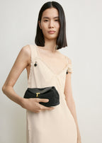 V-neck raw slip dress stone