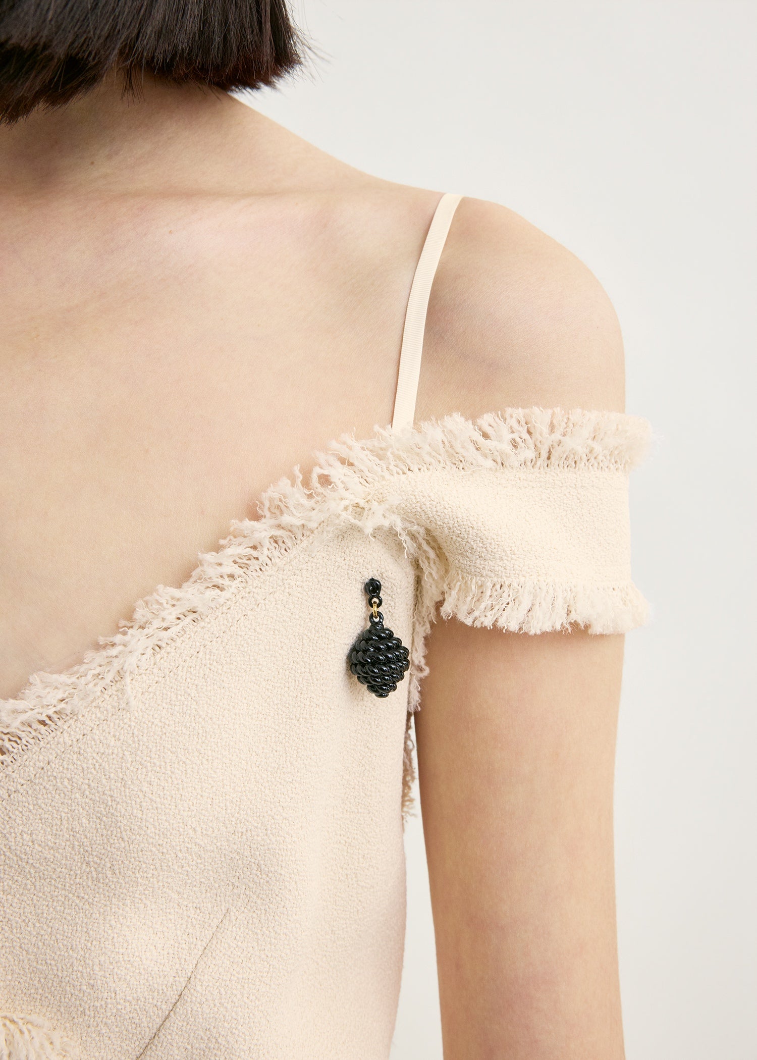 V-neck raw slip dress stone