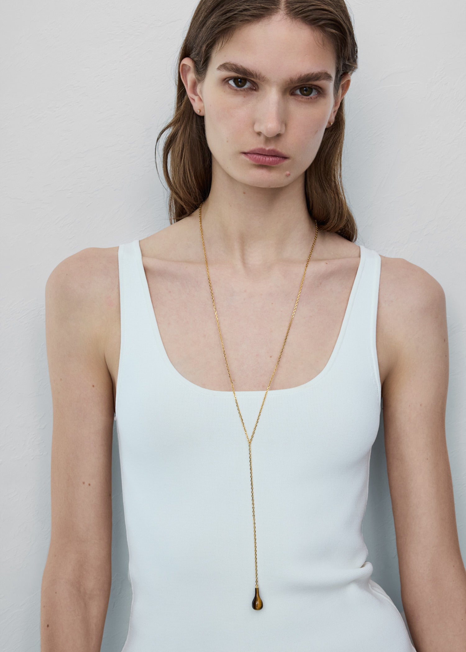 Tiger's eye drop necklace tiger's eye/gold
