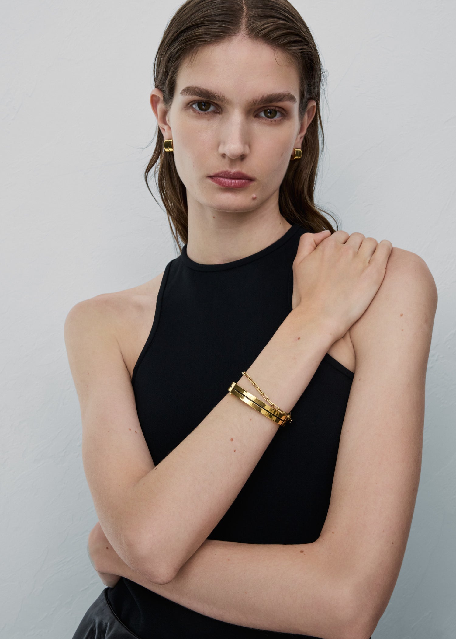 Signature stripe bracelet black/gold