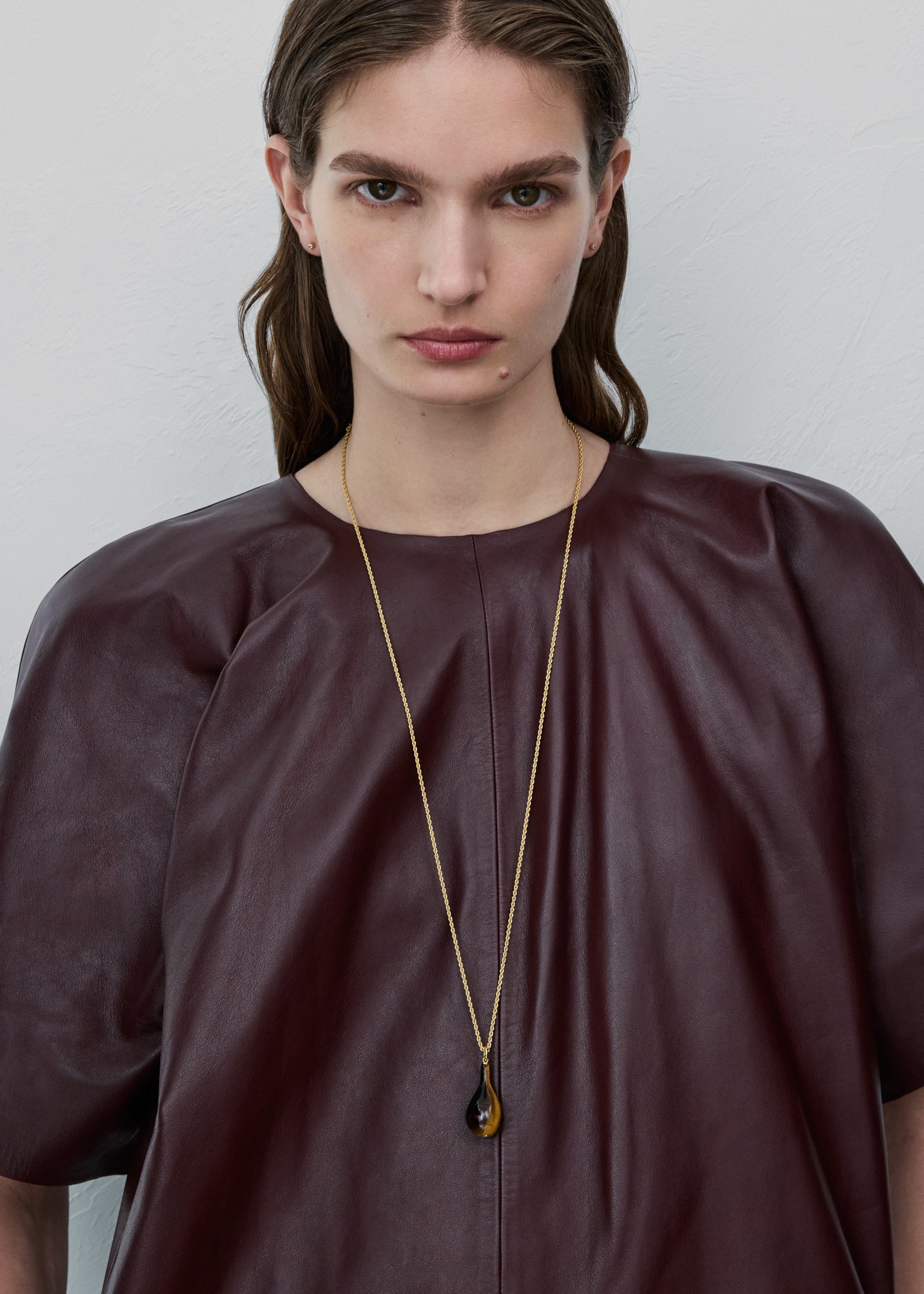Medium tiger's eye drop necklace tiger's eye/gold