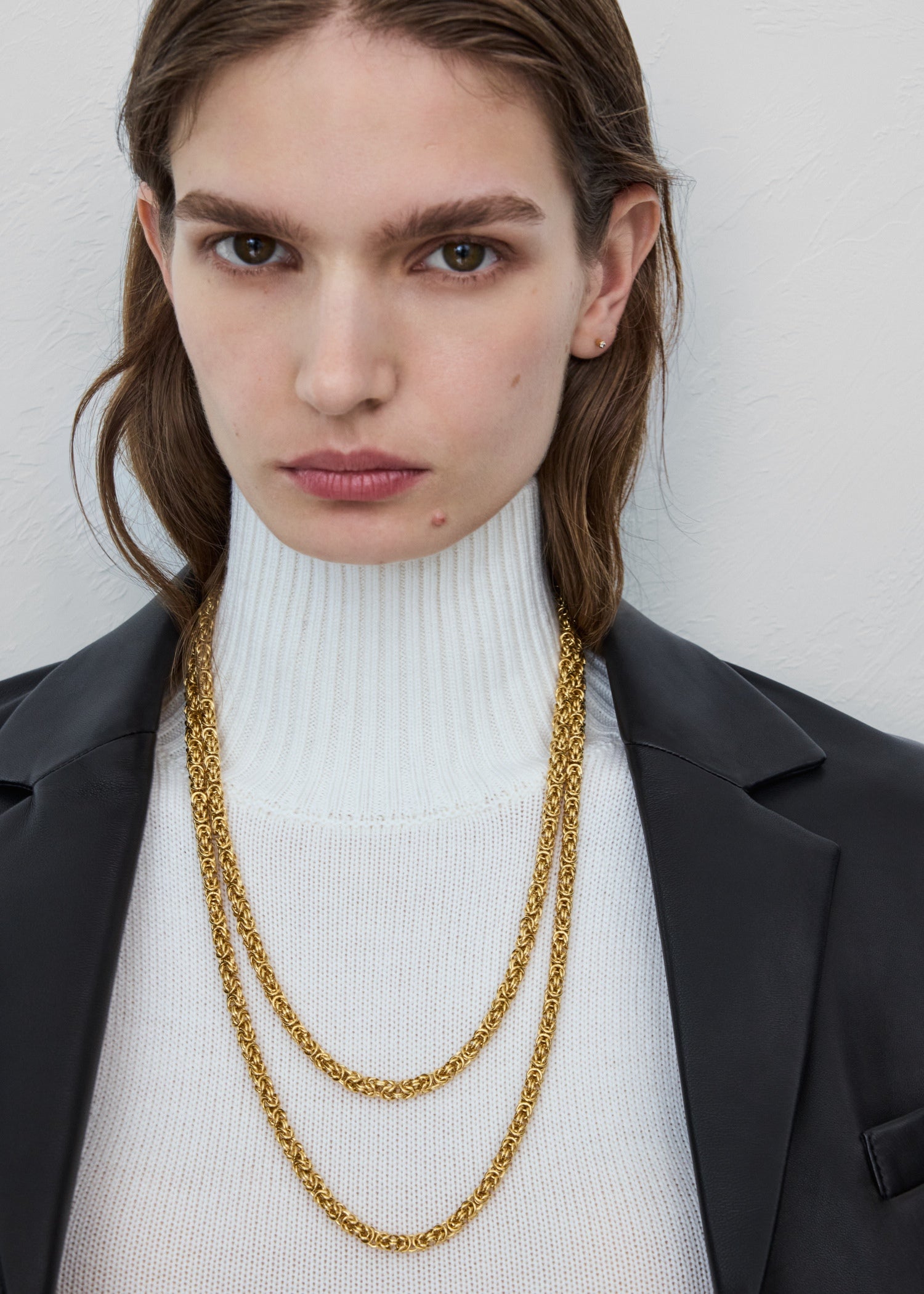 Elongated byzantine necklace gold