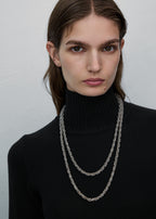 Elongated byzantine necklace silver