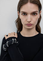 Silk scarf bracelet faded black/black/silver
