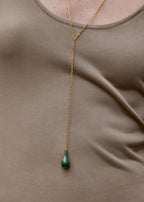 Jade drop necklace dark green/gold