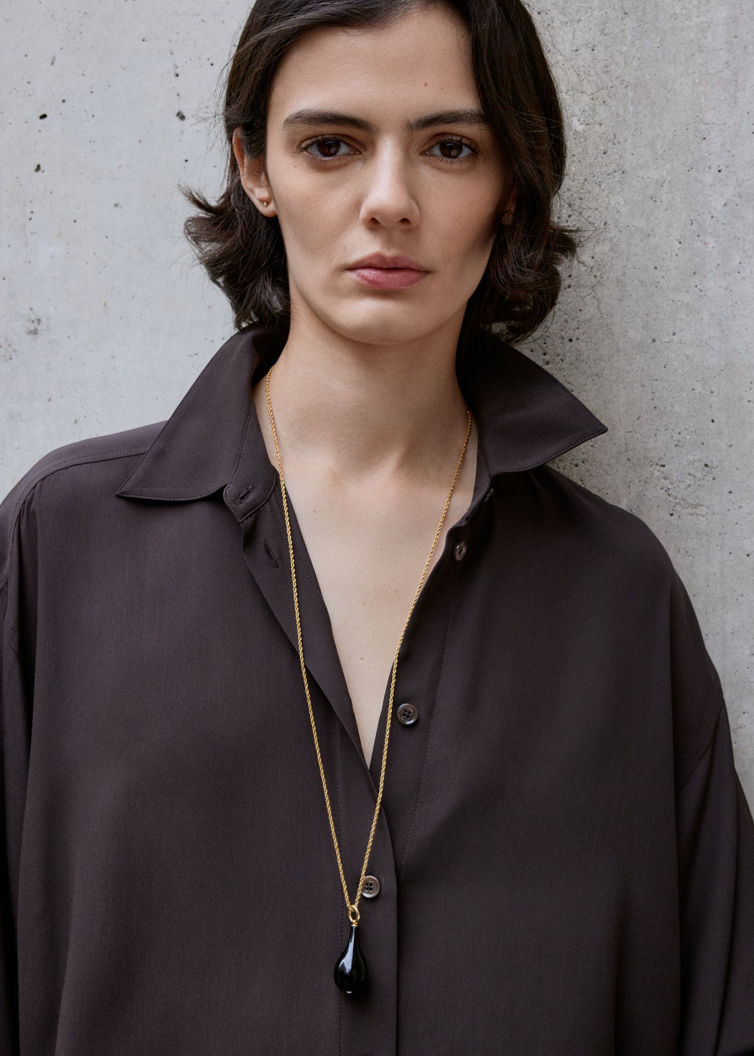 Medium onyx drop necklace black/gold