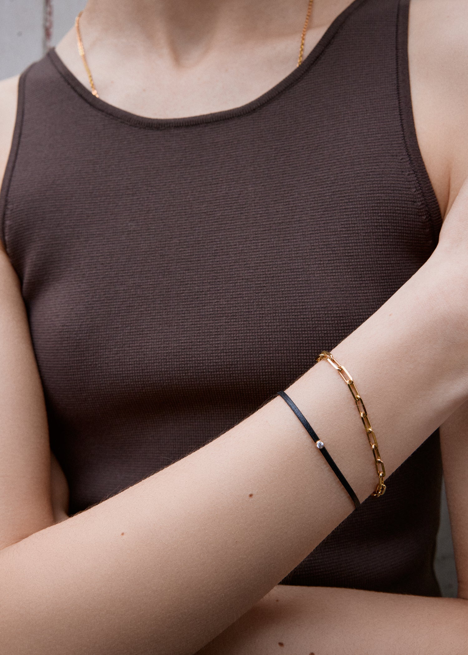 Mini diamond bracelet black/gold