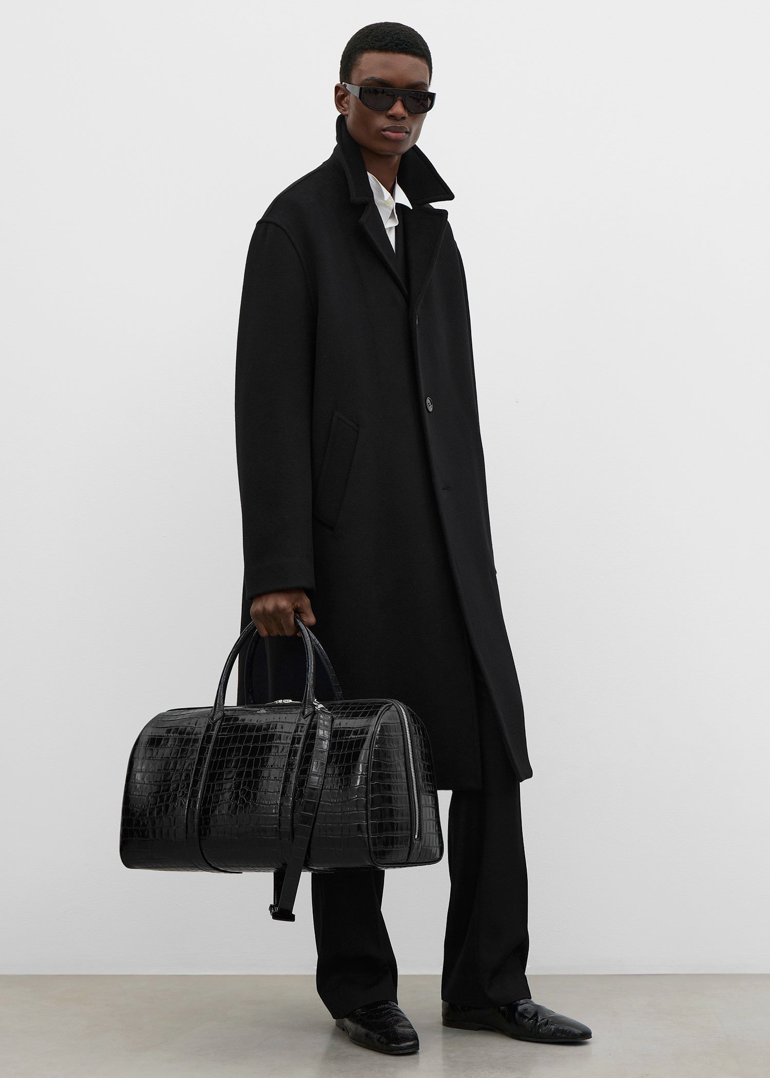 Croco-embossed weekender black