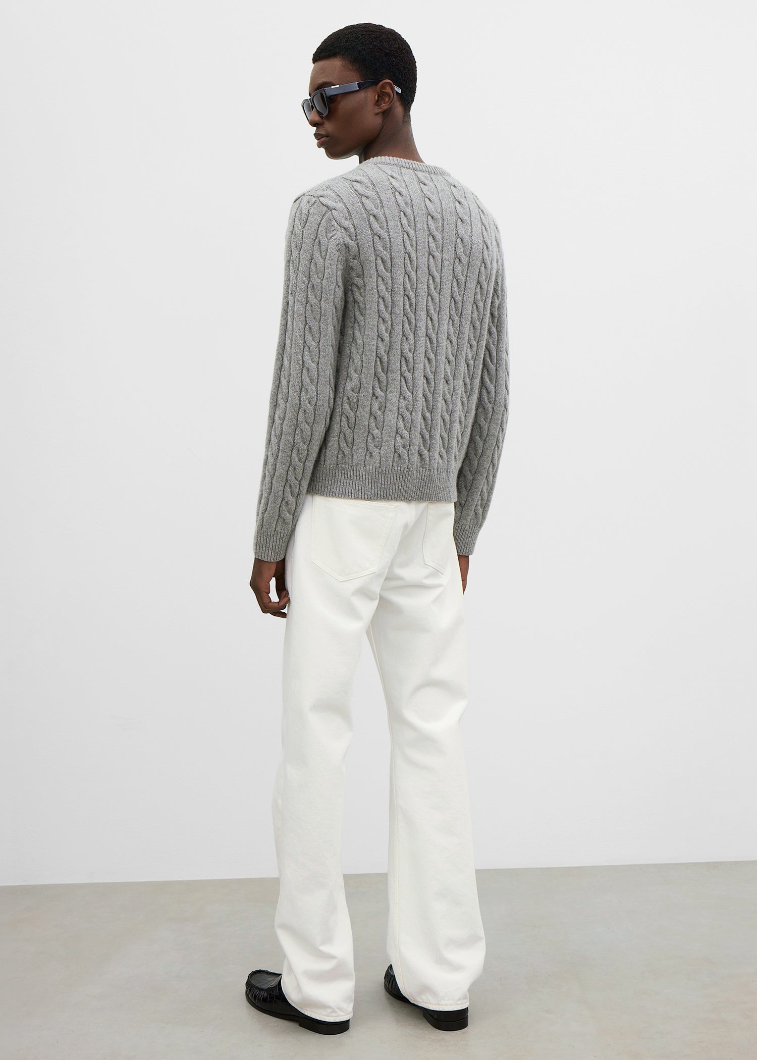 Cable cardigan grey melange