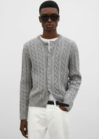 Cable cardigan grey melange