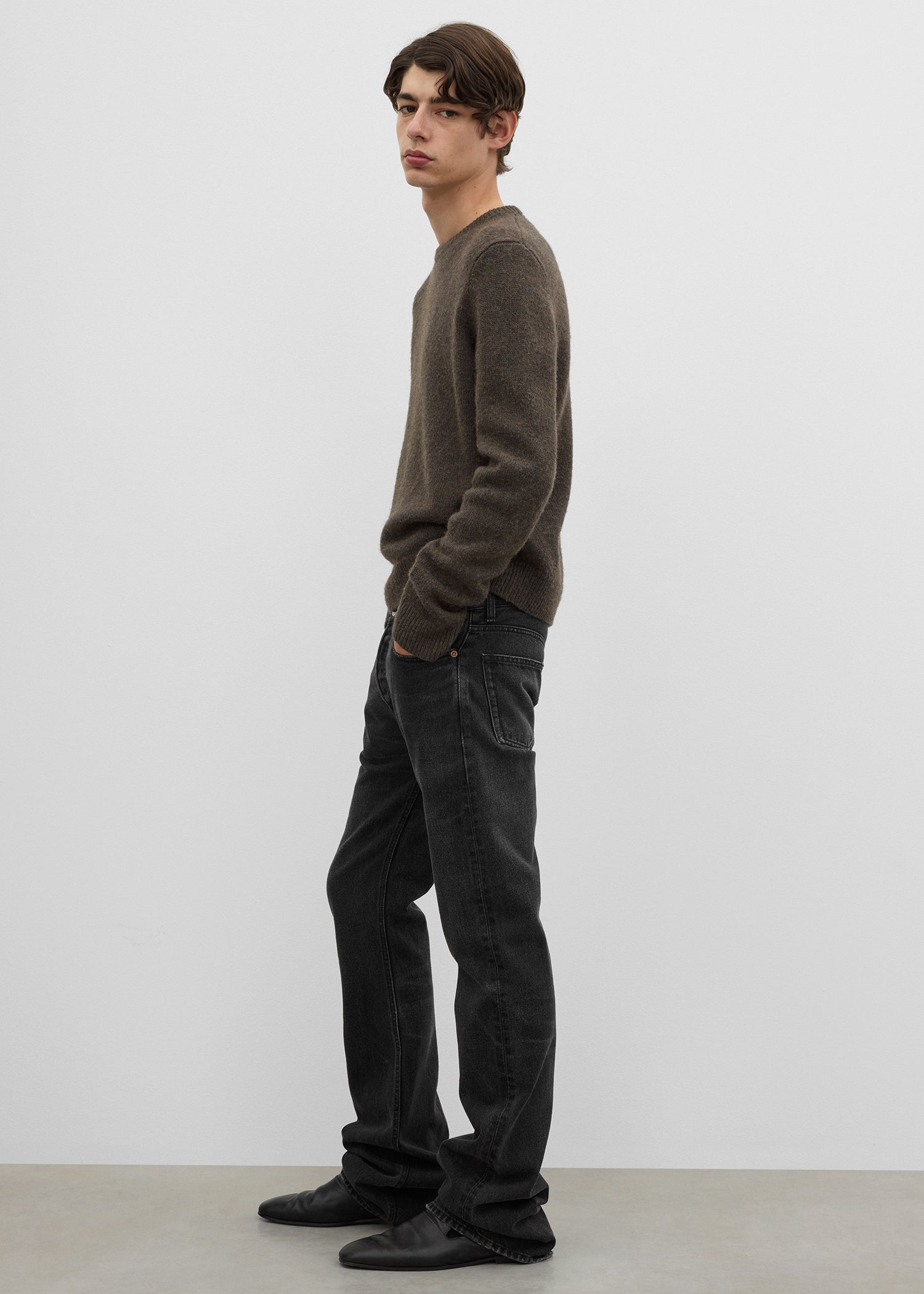 Camel hair crew brown melange