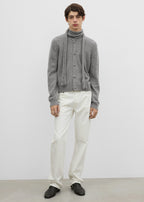 Scarf cardigan grey melange