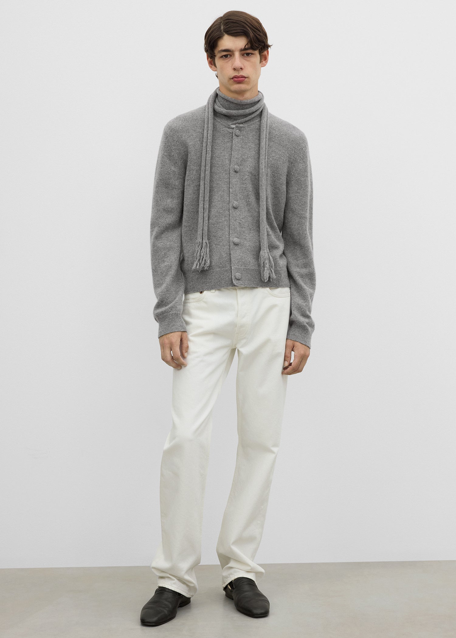 Scarf cardigan grey melange