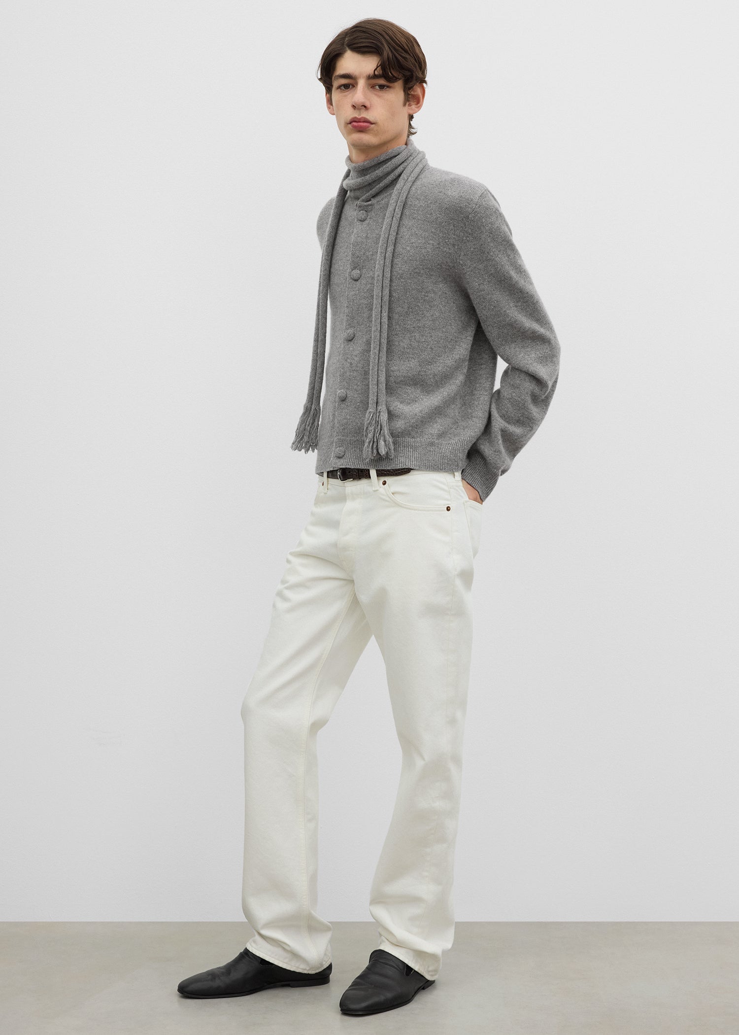 Scarf cardigan grey melange