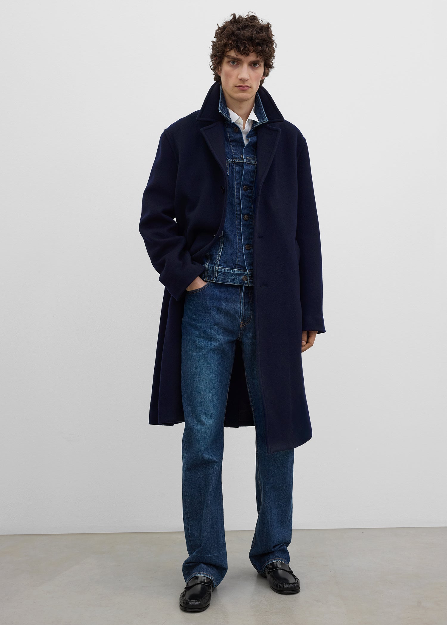 Relaxed doublé coat dark navy