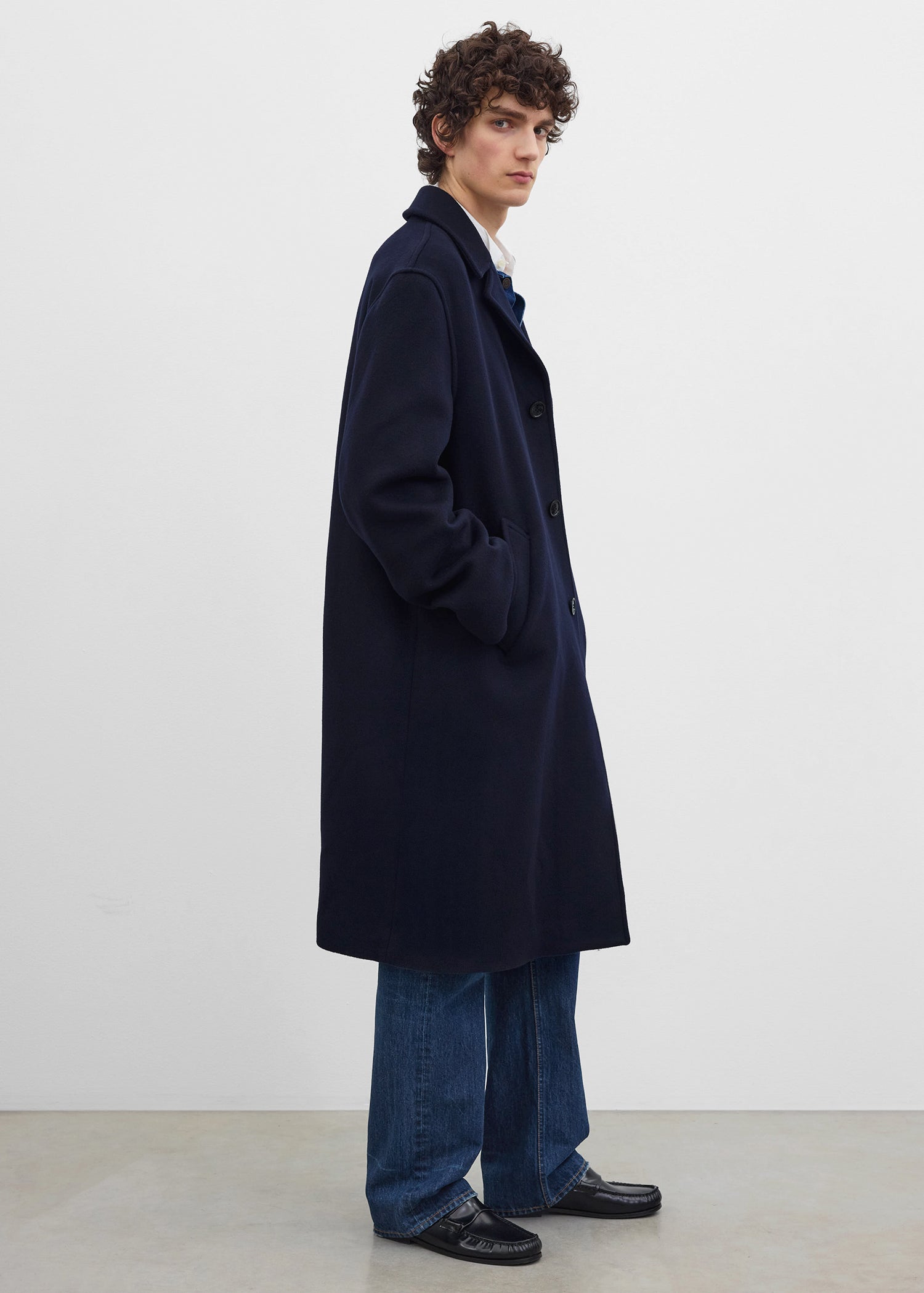Relaxed doublé coat dark navy