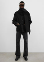 Fringed scarf jacket black