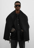 Fringed scarf jacket black