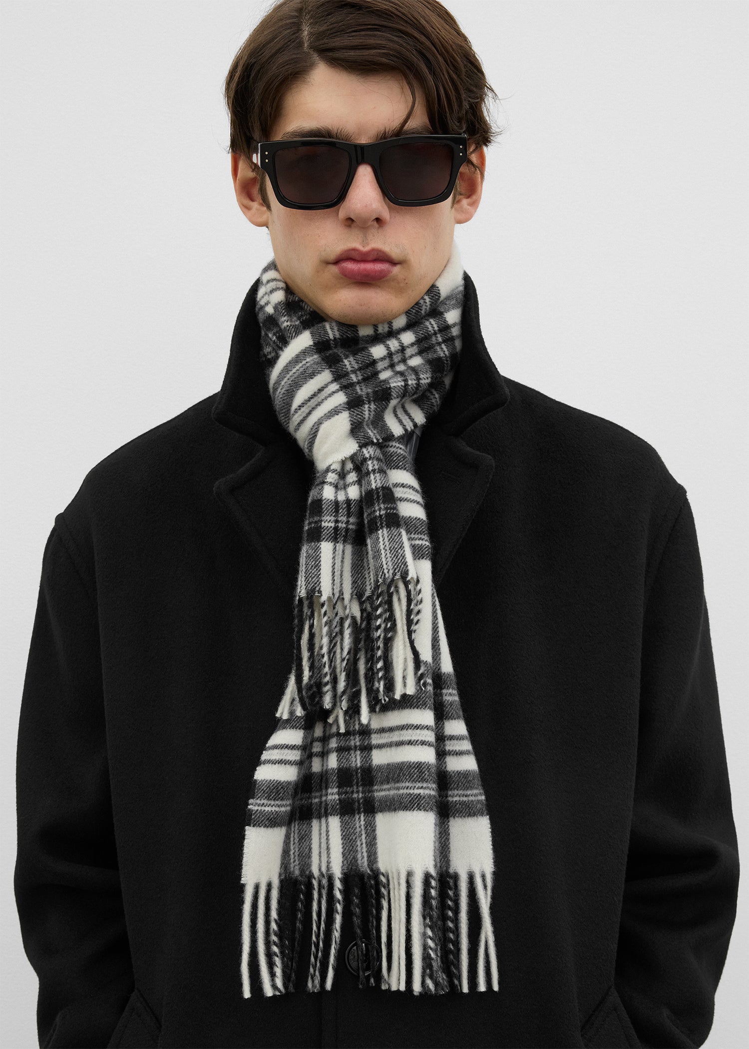 Check scarf white/black