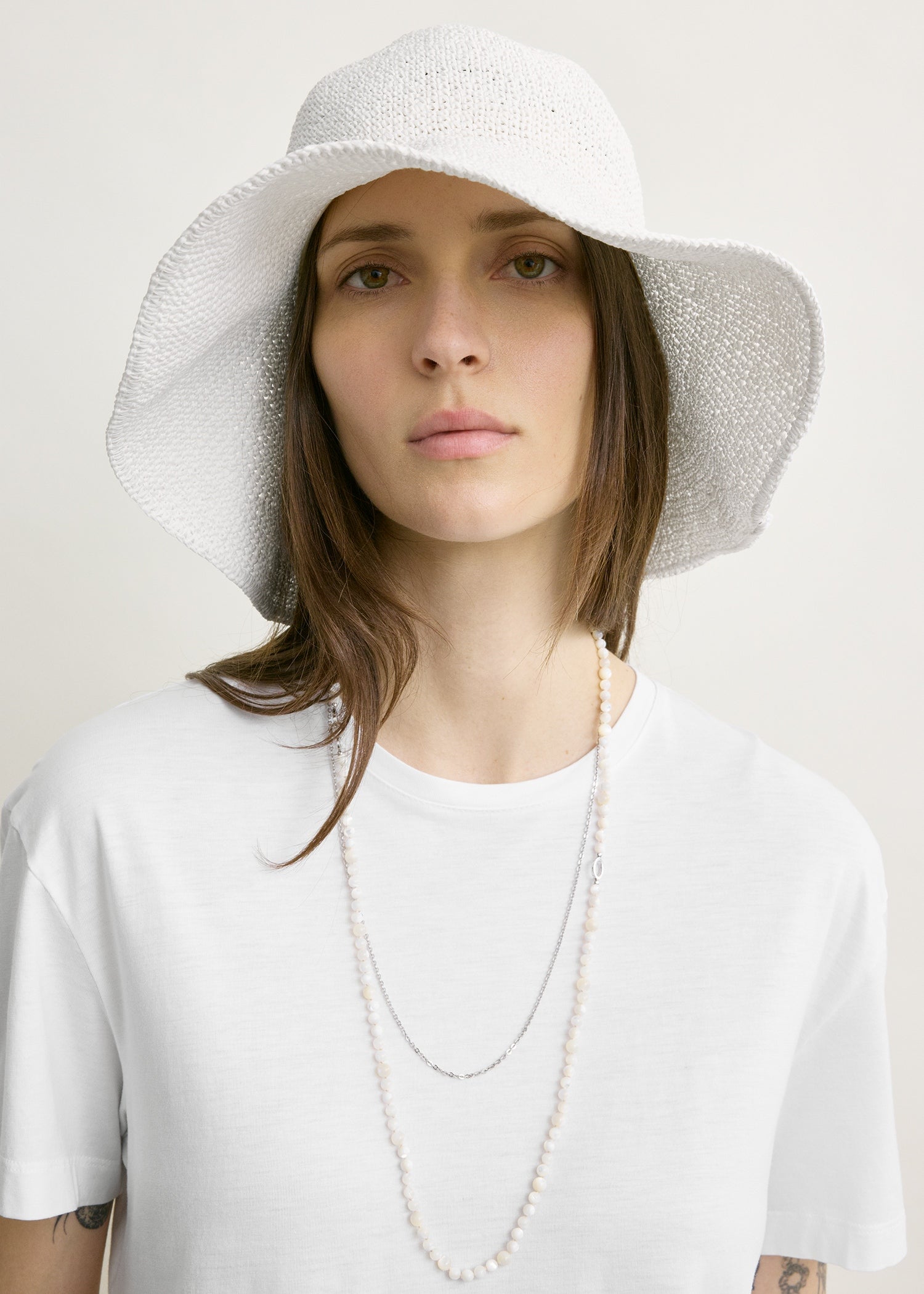 Woven sun hat white