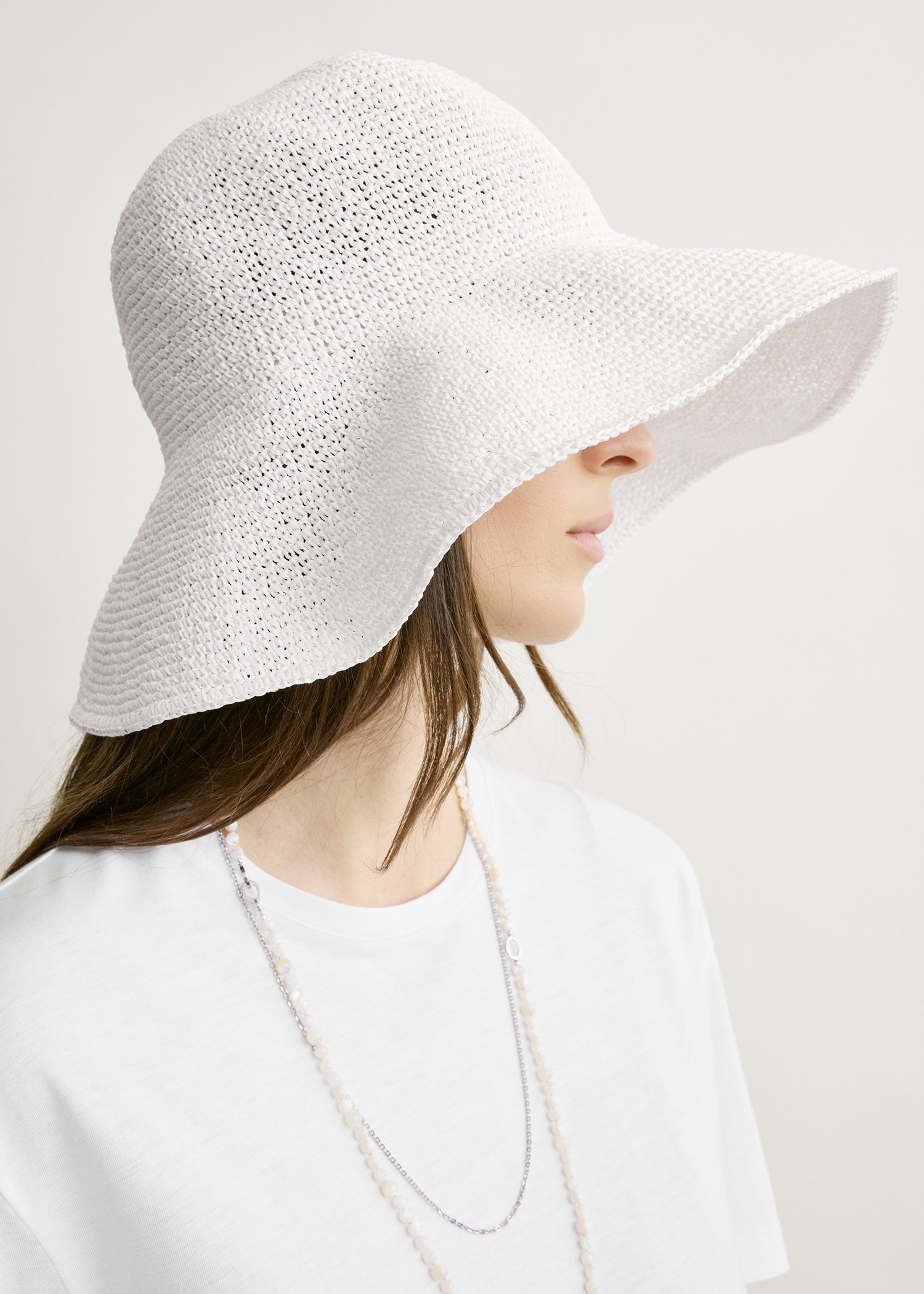 Woven sun hat white