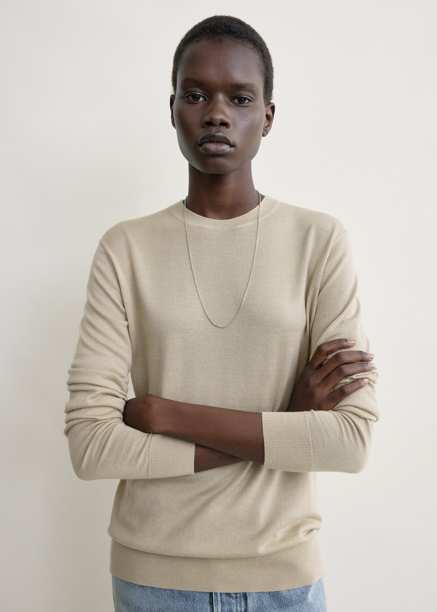 Fine crew knit fawn