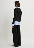Compact knit v-neck black
