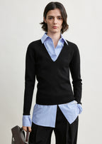 Compact knit v-neck black