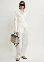 Compact knit v-neck off-white