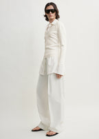 Compact knit v-neck off-white