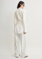 Compact knit v-neck off-white