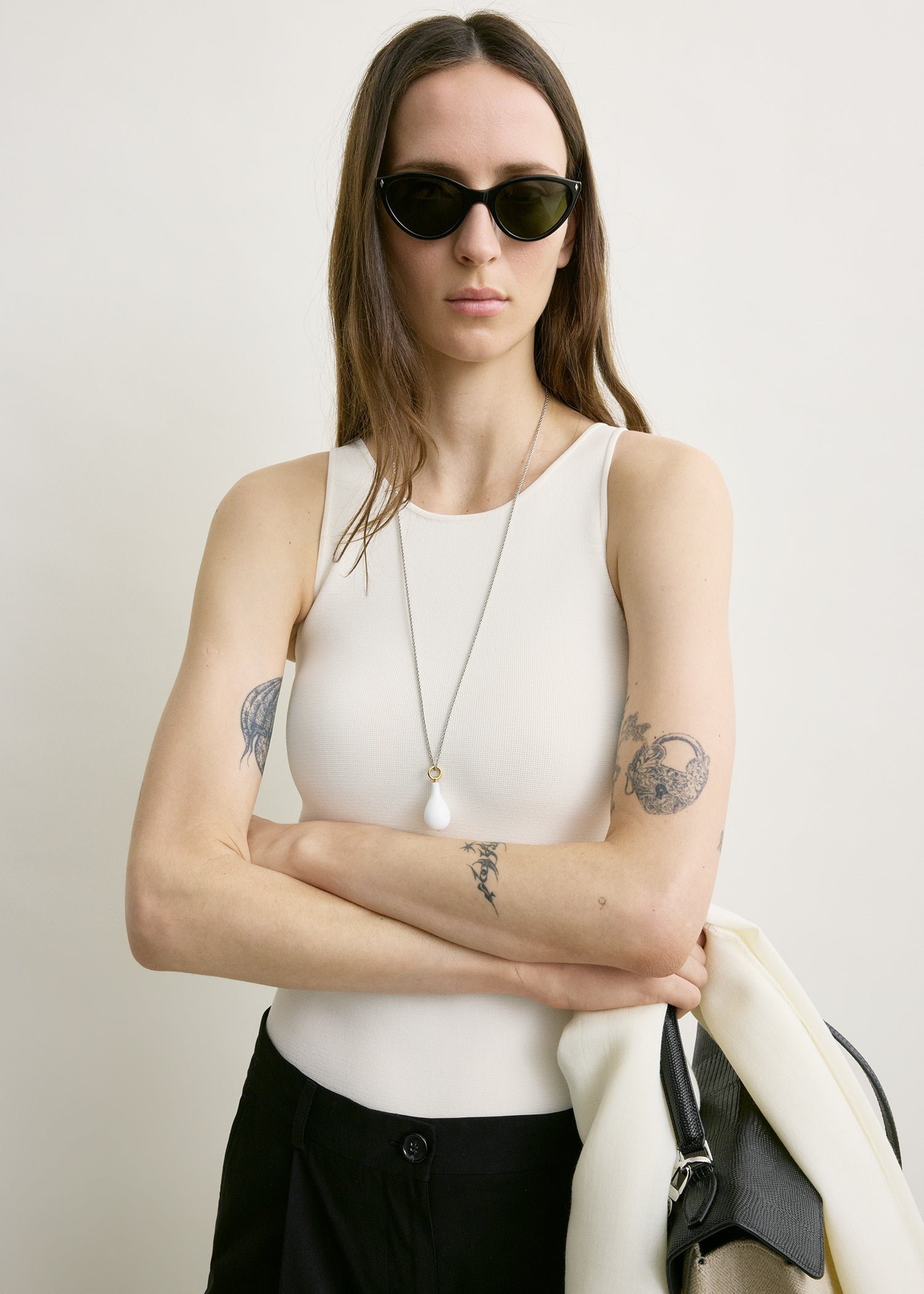 Classic compact knit tank white