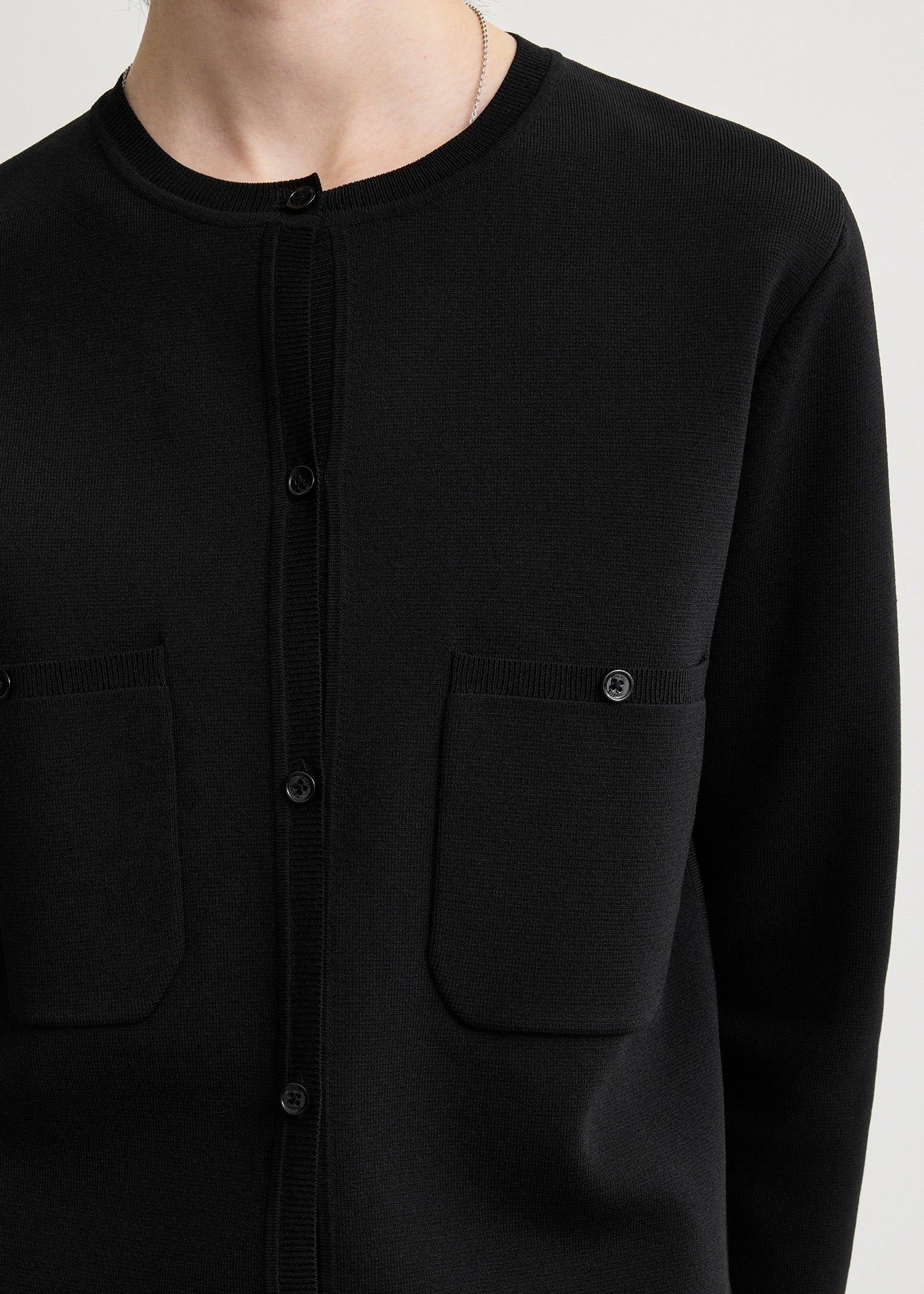 Classic compact knit cardigan black