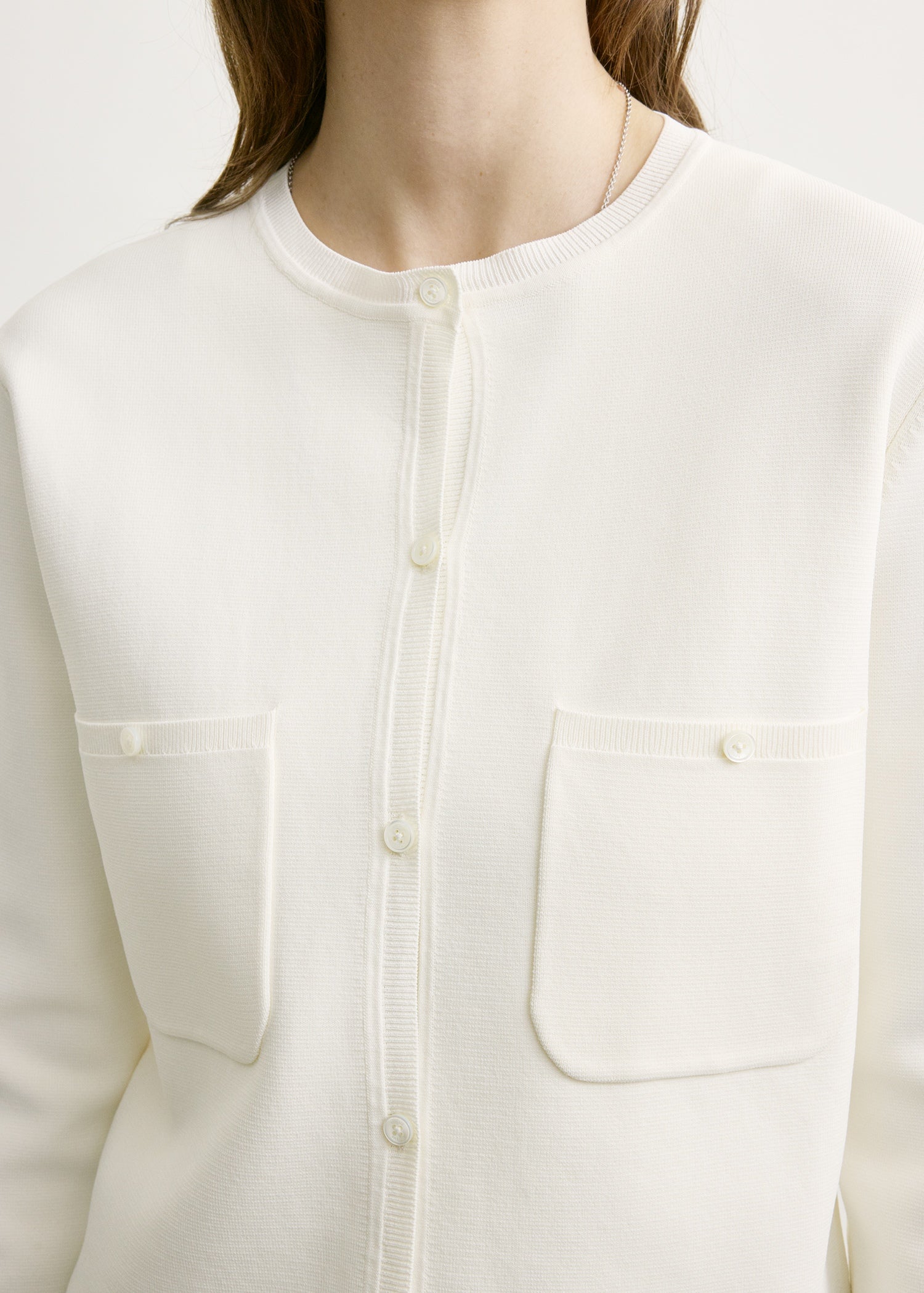 Classic compact knit cardigan white