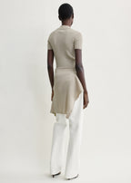 Ribbed cashmere silk polo oat melange