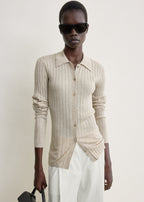 Slim ribbed shirt oat melange