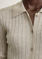Slim ribbed shirt oat melange