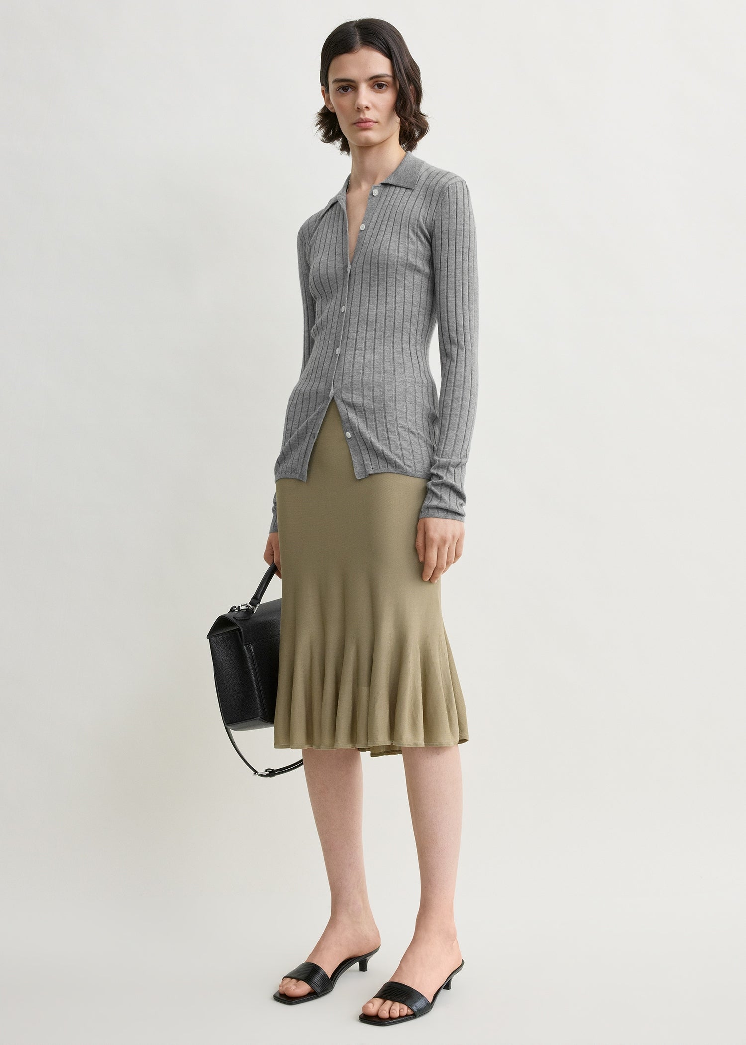 Slim ribbed shirt grey melange