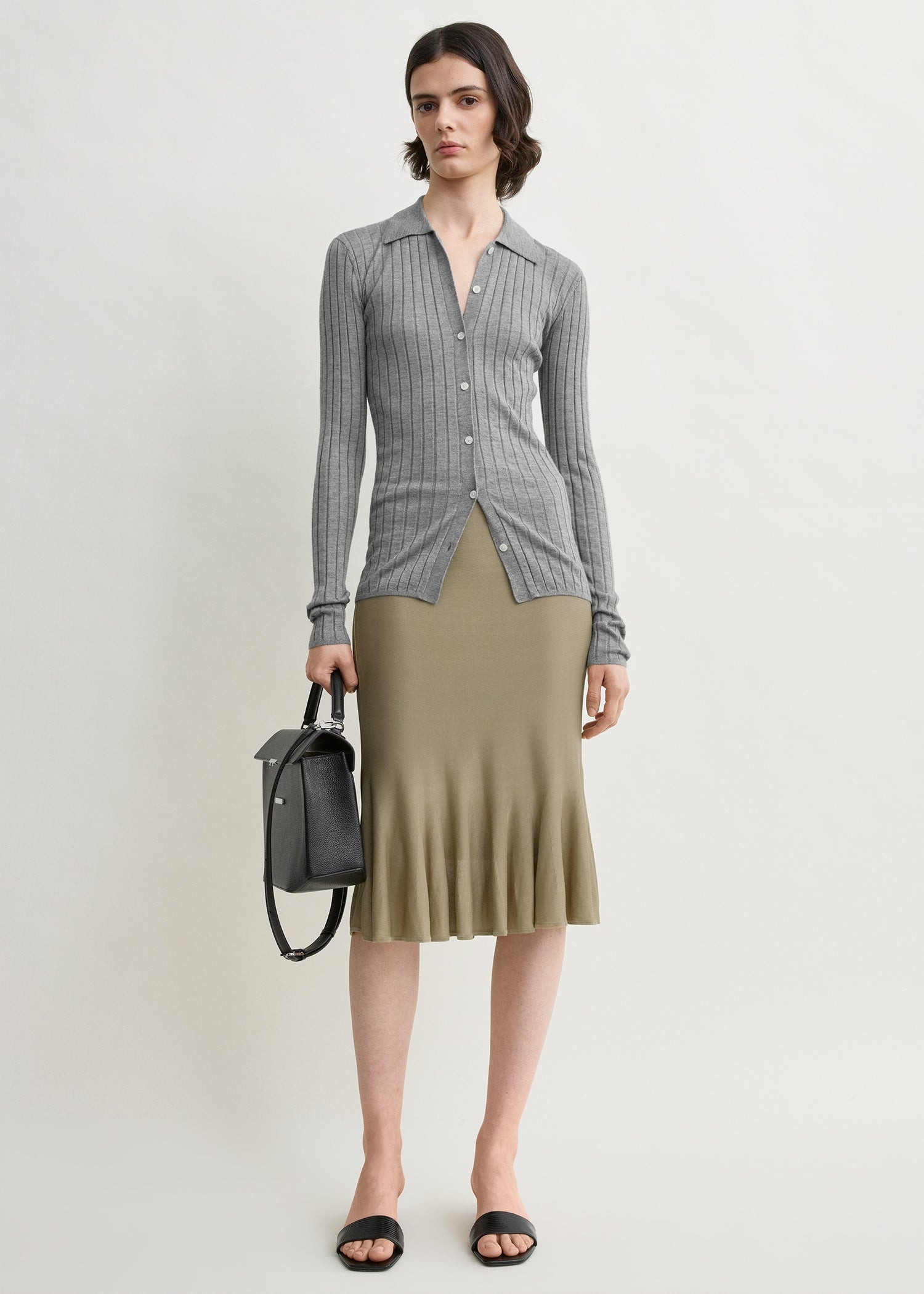 Slim ribbed shirt grey melange